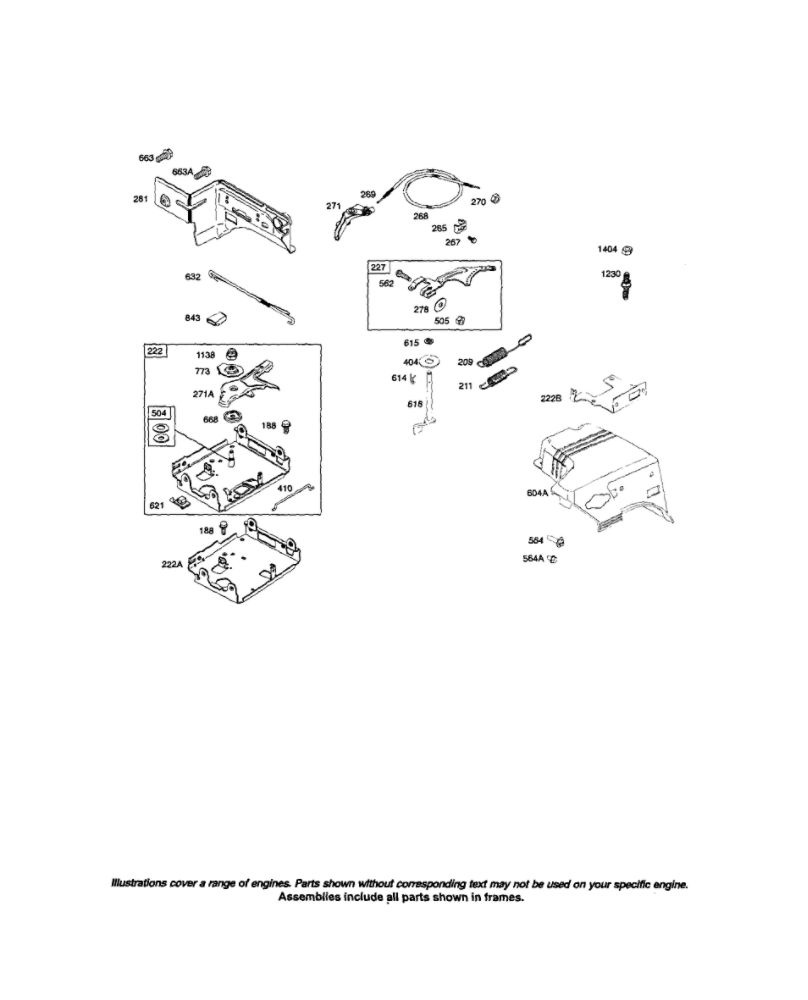 Carburetor Spacer/Control Bracket Diagram and Parts List for 204300 0036-1162 Briggs and Stratton Engine